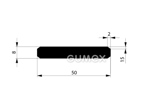 Pryžový profil tvaru "I", 50x8mm, 70°ShA, EPDM, -40°C/+100°C, černý